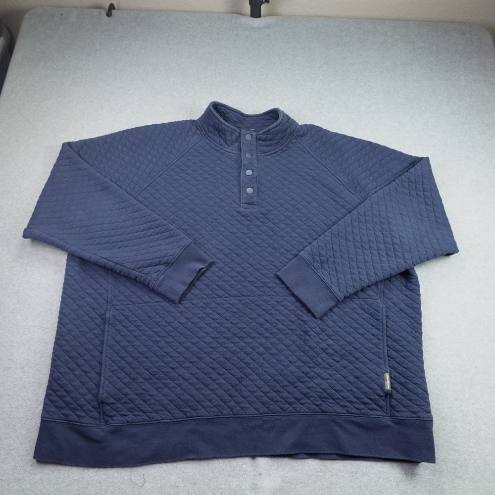 Eddie Bauer Pullover Mens 3XL Blue Quilted Mock Neck Snap Sweatshirt